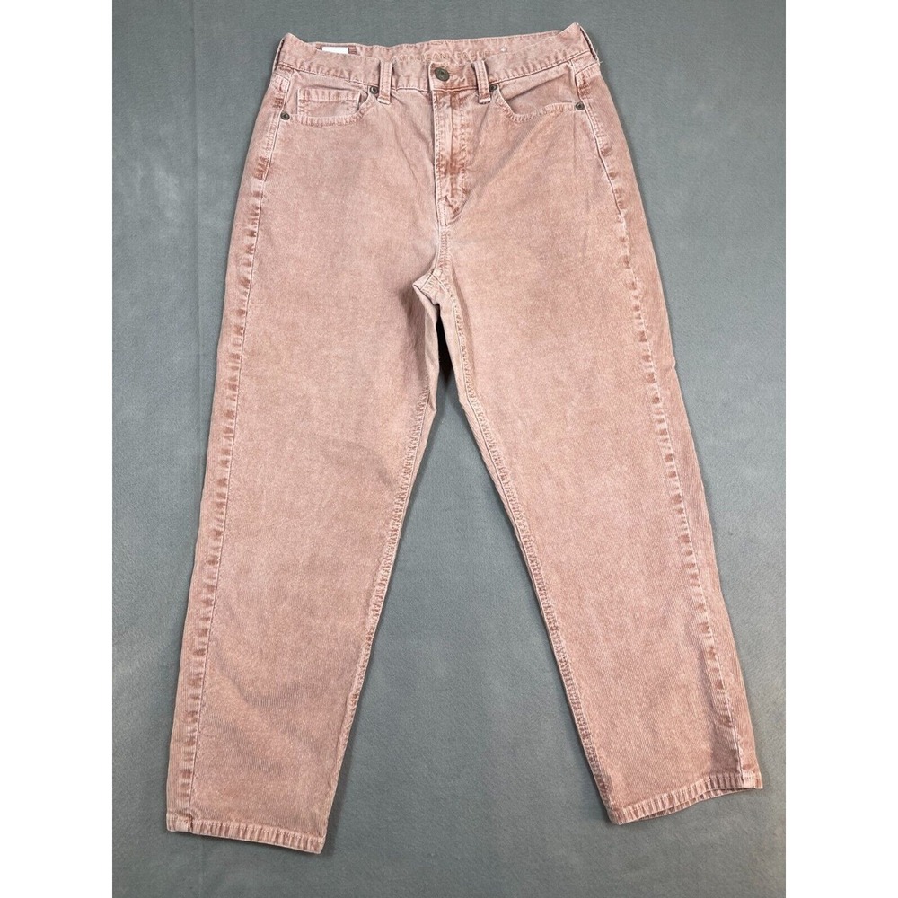 American Eagle Corduroy Pant Womens 4 Short Coral Mom Jean Tapered Stretch